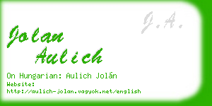 jolan aulich business card