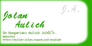 jolan aulich business card